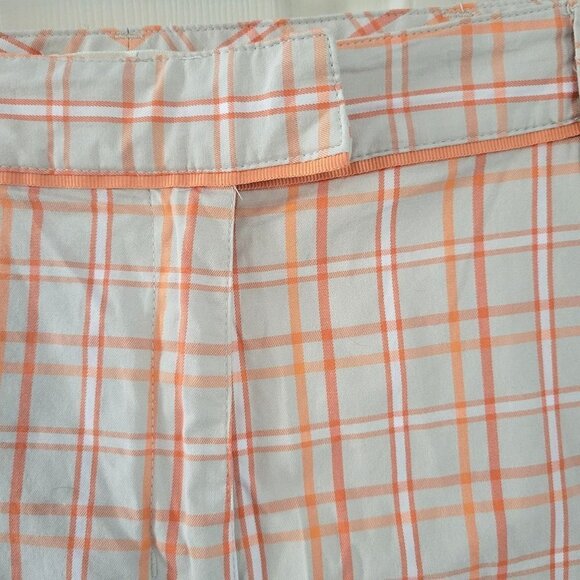 Lady Hagen Women's Sz 8 Orange Plaid MidRise Cotton Golf Bermuda Modest Shorts - Picture 2 of 8
